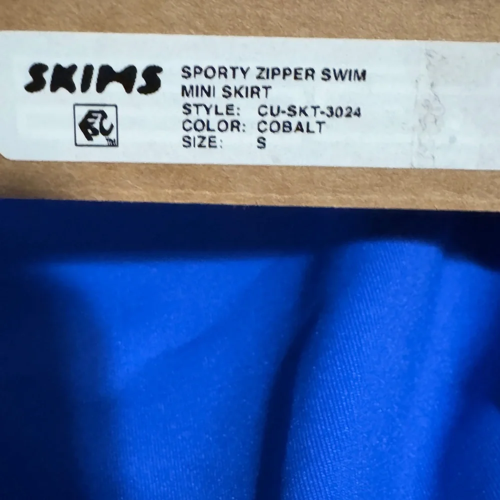 NWT Skims Sporty Zipper Swim Mini Skirt cobalt royal blue size small slimming